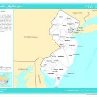 US Map- New Jersey Counties with Selected Cities and Towns