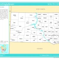 US Map- South Dakota Counties with Selected Cities and Towns