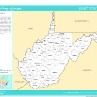 US Map- West Virginia Counties with Selected Cities and Towns