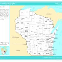 US Map- Wisconsin Counties with Selected Cities and Towns