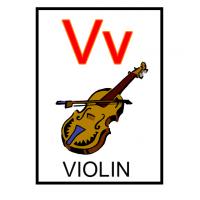 V is for Violin Flash Card