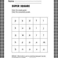 Vowel and Consonant Square Worksheet
